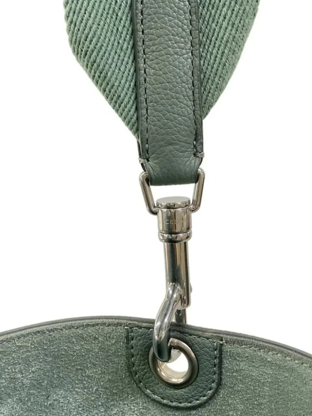 CELINE Sangle Medium 189593AH.29CN Celadon Grained Calfskin Shoulder Bag